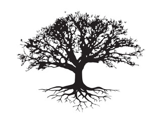 Enchanting Hollow Tree And Root System Vector Art