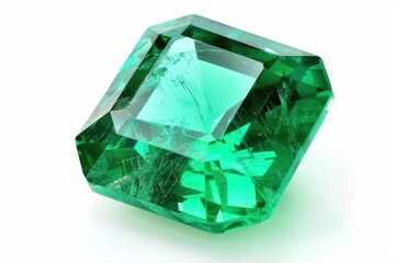 Sparkling Emerald Gemstone Radiant Cut Jewel Treasure Precious Stone Gem on transparent background