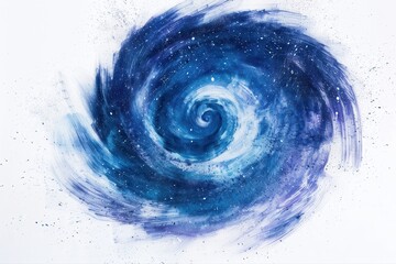 Galactic Blue Swirl Watercolor Nebula Galaxy Space Art Cosmic Energy on transparent background