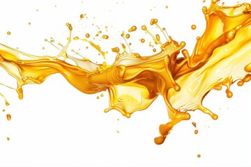 Golden Liquid Splash Honey Oil Juice Splatter Abstract Dynamic Motion Gold on transparent background