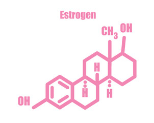 Pink Illustration of Estrogen Chemical Structure