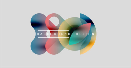 Abstract colorful shapes overlap, creating dynamic background. Text reads background design. Minimalist, modern aesthetic.