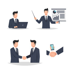 Minimalist Businessman Character Set – Office Concept