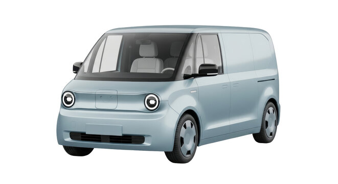 Isolated electric commercial van for delivery services, clean energy transportation solution