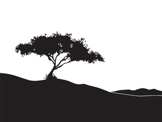 Desert Tree Silhouette Showing Beauty Of Harsh Wilderness Scene