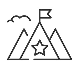Mountain adventure icon with star and flag