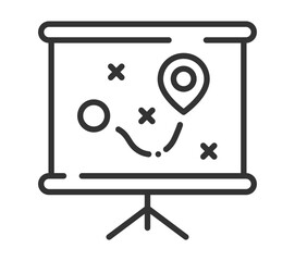Location map presentation on projector screen with gps marker