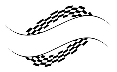 Race flag. Checkered flag. Racing stripes. Race motorsport graphics. Vector illustration