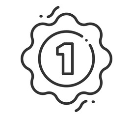 Award badge with number one symbol in outline style