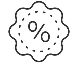 Discount percentage icon with dotted badge shape