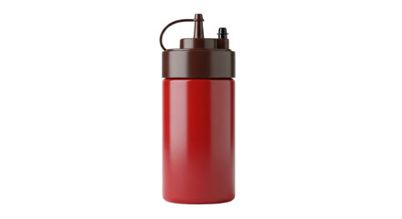 Isolated condiment dispenser bottle – dark red sauce holder with brown lid and black closure cap