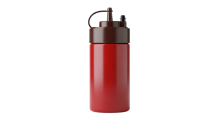 Isolated condiment dispenser bottle – dark red sauce holder with brown lid and black closure cap
