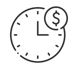Clock icon with dollar sign indicating time and money concept