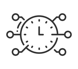 Clock with network connections symbolizing time management and connectivity
