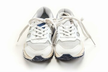 White running shoes athletic footwear with laces tied sport sneakers for on transparent background