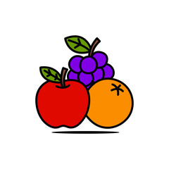 Cartoon Fruit Illustrations – Apples, Grapes, Oranges