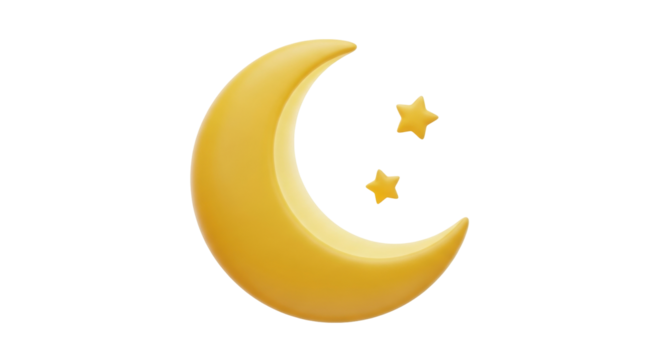 Isolated golden moon and stars celestial Ramadan illustration icon, Eid Mubarak concept