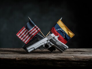 Venezuela and United States flag. Venezuela and USA. Venezuela vs US diplomatic concept. High quality photo
