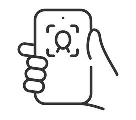 Facial recognition on smartphone illustration with handheld device