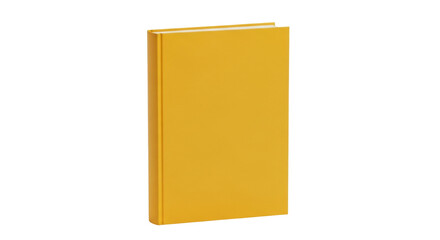 Isolated blank yellow book standing up right perfect for adding custom designs to the cover