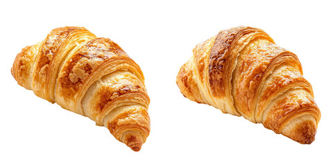 Freshly Baked Golden Croissants for Culinary Use isolated on transparent background.