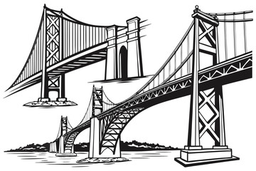 Fototapeta premium Golden Gate Bridge silhouette over the water in San Francisco, California.