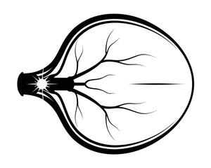 Illustration of a stylized lightbulb with internal branching structures in black and white design style | editable eps vectors silhouette