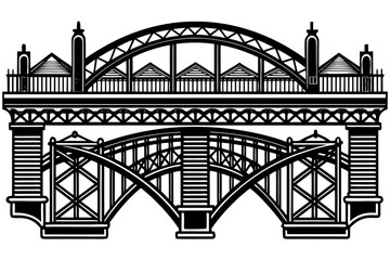 Vector Engineering Bridge Illustration – Architectural Sketch of Historic and Modern Bridges.