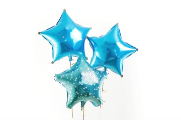 Celebration Star Balloons Baby Shower Decor Bright Blue Shiny Party on transparent background