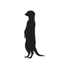 Meerkat standing silhouette vector flat illustration design on white background