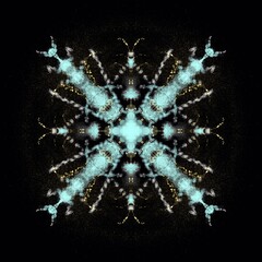 Snowflake Lumina – Blue Crystal Mandala on Black