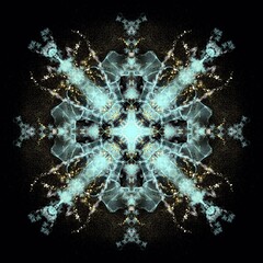 Snowflake Lumina – Blue Crystal Mandala on Black