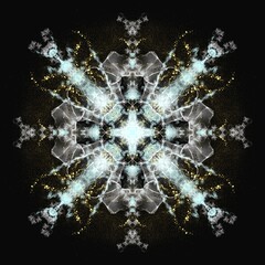 Snowflake Lumina – White Crystal Mandala on Black