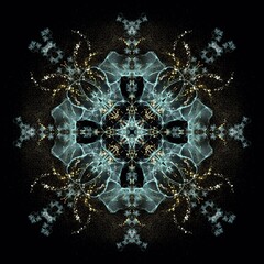Snowflake Lumina – Blue Crystal Mandala on Black