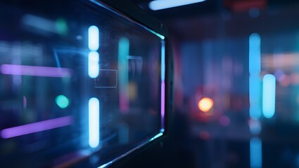 Abstract futuristic neon lights background with glowing vertical bars