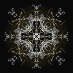 Snowflake Lumina – White Crystal Mandala on Black