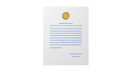 Isolated paper sheet with seal, letter, office document, business memo, agreement note