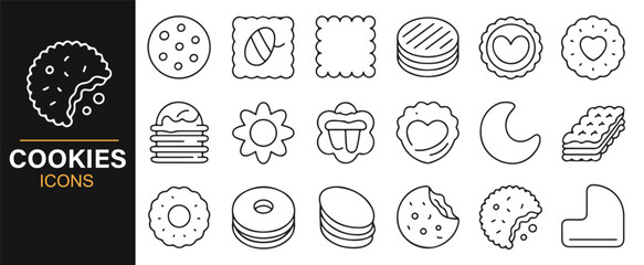 Collection of Baked Goods and Cookie Icons for Bakery Projects