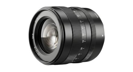 Isolated camera lens with focus and aperture control rings for SLR photography use