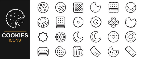 Set of Cookie and Biscuit Icons for Bakery and Food Illustration