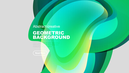 Dynamic gradients create flowing shapes. Modern design features text overlay, button. Vibrant colors suggest energy, innovation.