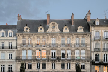 Obraz premium Detail of a second empire building in the city of Rennes, France 