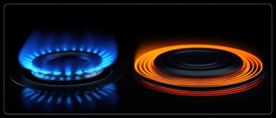 The Bright Flames of a Gas and Electric Cooking Surface
