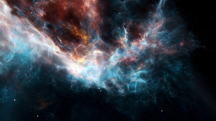 우주공간의 성운을 보여주는 초현실적 일러스트-A surreal illustration showing a nebula in outer space
