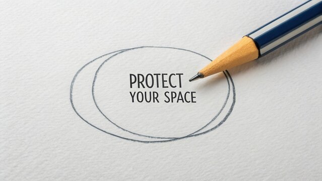 Graphic Illustration of Concept to Protect Your Personal Space with Pencil on White Paper Background for Modern Design