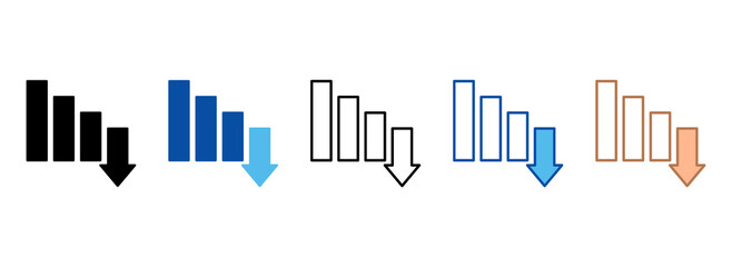 Falling Graph Icon Set Multiple Style Collection