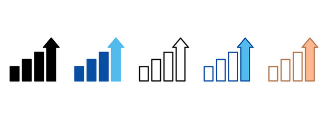 Rising Graph Icon Set Multiple Style Collection
