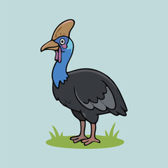 Cute Cassowary - Endemic Wildlife of Australia | Flat Vector Illustration