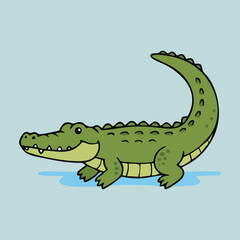 Cute Crocodile - Endemic Wildlife of Australia | Flat Vector Illustration