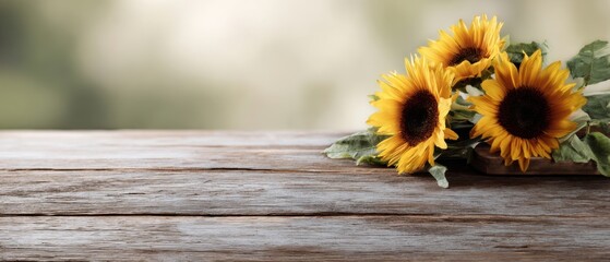 The Sunflowers Bringing Natural Beauty to a Rustic Wooden Table